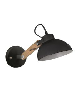 YQ-4004 POL BLACK METAL-WOOD WALL LAMP 1Ε1 HOMELIGHTING 77-4499