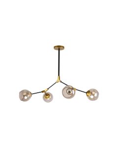 KQ 51454/4 CONELLY BLACK, BRASS AND HONEY PENDANT Ζ3 HOMELIGHTING 77-8105