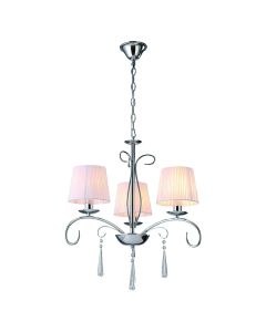 KQ 9007-3 FLAREN NICKEL PENDANT CRYSTALS & WHITE SHADES HOMELIGHTING 77-8195