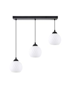 KQ 8865-3 SWIRL BLACK PENDANT WITH WHITE GLASSES HOMELIGHTING 77-8198