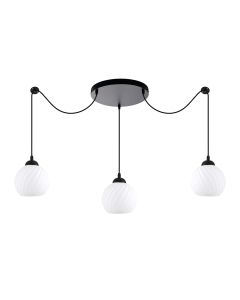 KQ 8865-3A SWIRL BLACK PENDANT WITH WHITE GLASSES HOMELIGHTING 77-8199