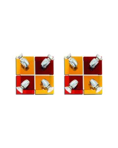 GU1094J-4B (x2) Colours Spot Packet Chrome metal rotating spot with decorative red and yellow g HOMELIGHTING 77-8864