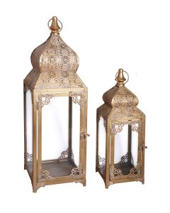 Σετ 2 Μεταλλικά Αντικέ Φαναράκια 19,5x19,5x62cm, 14x14x45cm 19 Etoile DF-609