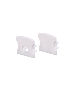 SET OF WHITE PLASTIC END CAPS FOR PROFILE P113, 1 WITHOUT HOLE & 1 WITH HOLE ACA EP113