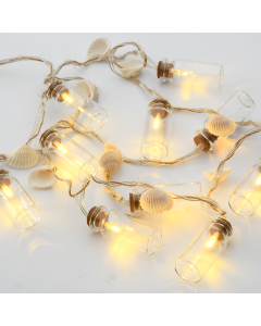 "GLASS BOTTLE - SHELL", 10 LED ΛΑΜΠΑΚΙΑ ΣΕΙΡΑ ΜΠΑΤΑΡΙΕΣ (2xAA), WW, IP20, 135+30cm, ΔΙΑΦ. ΚΑΛ. ΤΡΟΦ. ACA F04101102