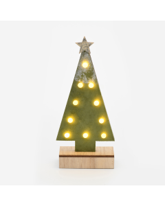 "WOODEN GREEN TREE GOLD GLITTER STAR", 10 MINI LED ΛΑΜΠ. ΜΠΑΤ. (2xAA), WW,IP20, 12.5X4.5X27CM ACA X061011210