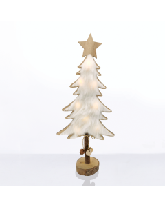 "WOODEN TREE WHITE FUR" 8 MINI LED ΛΑΜΠ. ΜΠΑΤ. (2xAAA), WW,IP20, 17.5X7X35CM ACA X06811219