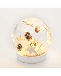 "GLASS SNOW BALL STARS", 10 MINI WW LED ΛΑΜΠ. ΜΠΑΤ. (2XAAA) IP20 Φ12CM ACA X07101132