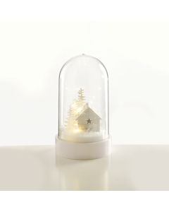 "PLASTIC COVER BALL WHITE HOUSE", 10 MINI WW LED ΛΑΜΠ. ΜΠΑΤ. (3XAA) IP20 Φ11X19CM ACA X07101134