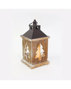 "WOODEN & METAL LANTERN" ΛΕΥΚΟ ΚΕΡΙ, 1 LED ΛΑΜΠ. ΜΠΑΤ. (3xAAA), WW,IP44, Φ14Χ31CM ACA X0711109