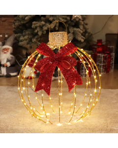 GLITTER 3D GOLD BALL WITH BOW 128LED ΛΑΜΠ ΘΕΡΜ FLASH ΧΡΥΣ ΚΑΛ ΧΑΛΚ ΑΝΤΑΠΤ 4,3VDC 60cm IP44 ΔΙΑΦ ΚΑΛ ACA X0712814102