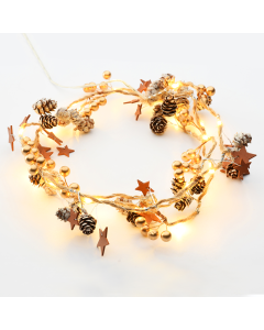 "BROWN XMAS GARLAND",20 ΜΙΝΙ LED ΛΑΜΠ.WW ΜΠΑΤ.(2XAA) ΑΣΗΜΙ ΚΑΛ ΧΑΛΚΟΥ IP20 180+30CM ΔΙΑΦ ΚΑΛ ΤΡΟΦ ACA X07201147