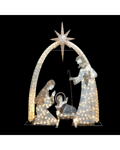 Φάτνη  IP44  226x30x310cm 3D Tinsel Set of Holy Family Nativity 500 Led Λαμπάκια Θερμά Σταθερά Αντάποτρας 4,5VDC  5m Καλώδιο ACA X0750014104