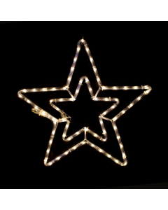 "DOUBLE STARS" 60 LED ΣΧΕΔΙΟ 2.5m ΜΟΝΟΚΑΝΑΛ ΦΩΤΟΣΩΛ ΘΕΡΜΟ ΛΕΥΚΟ IP65 46cm 1.5m ΚΑΛΩΔ ACA X081811116N