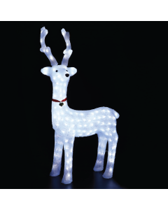 ACRYLIC STANDING REINDEER WITH RIBBON 200 LED ΛΕΥΚΑ IP44 52*36*100cm  30cm ΚΑΛ. ACA X08200224