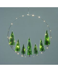 WREATH TREES ΔΙΑΚΟΣΜ ΚΡΕΜΑΣΤΟ 50 LED ΛΑΜΠ ΘΕΡΜΑ ΜΠΑΤ 3ΧΑΑ (ΔΕΝ ΣΥΜΠ) IP20  ΔΙΑΜ:40cm 30cm ΚΑΛ ACA X09501113