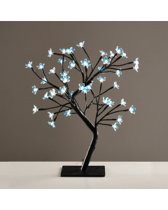 "TREE WITH FLOWERS OF SILICONE"  36LED ΛΑΜΠΑΚ ΜΕ ΑΝΤΑΠΤΟΡΑ(24V DC)ΜΠΛΕ IP20 45cm 3m ΜΑΥΡΟ ΚΑΛΩΔΙΟ ACA X1036641