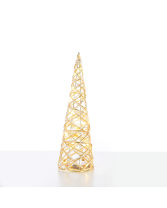 "WHITE & GOLD CONE TREE" 20 MINI WW LED ΛΑΜΠ. ΜΠΑΤ. 3ΧΑΑ,IP20 Φ13X40CM ACA X11201117