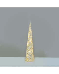 "WHITE & SILVER CONE TREE" 20 MINI WW LED ΛΑΜΠ. ΜΠΑΤ. 3ΧΑΑ,IP20 Φ13X40CM ACA X11201118