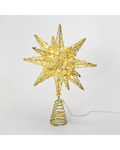 "GOLD TINSEL THREAD STAR 2" 20 MINI WW LED ΛΑΜΠ. ΜΠΑΤ. 3ΧΑΑ,IP20 28x5x20cm ACA X112011272