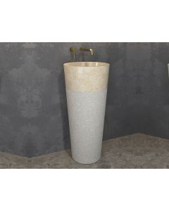 Νιπτήρας Πέτρινος  Γυαλιστερός Ø40xH90cm Tube Beige Bati Stone