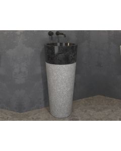 Νιπτήρας Πέτρινος  Ø40*90cm Tube Nero Glossy Bati Stone  