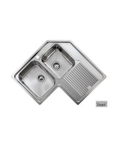 Νεροχύτης Κουζίνας Inox Σαγρέ 2 Γούρνες 83x83cm Δεξιός Ένθετος Ερμάριο 90 εκ.Sanitec Zenith 11298-2VD   