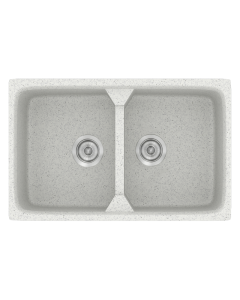 Νεροχύτης Κουζίνας Συνθετικός 78*51 εκ.2 Γούρνες Granite White Ένθετος Eρμάριο 80 εκ.Sanitec Modern 318 