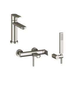  Μπαταρία Νιπτήρος  Χαμηλή & Λουτρού Orabella by Armando Vicario Set Glam brushed nickel 10149