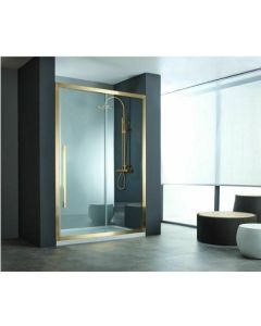 Πόρτα Ντουζιέρας Μ137-139xH200cm Gold Brushed PVD 1 Σταθ.+1 Συρόμενο, 6mm Clean Glass Devon Noxx Slider SLN140C-211 