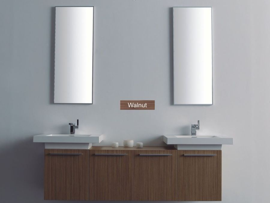 Σετ Έπιπλο Μπάνιου ECO-160 160εκ.με 2 νιπτήρες MFC Χρώμα Μελαμίνης Walnut  FT21.160.002W 