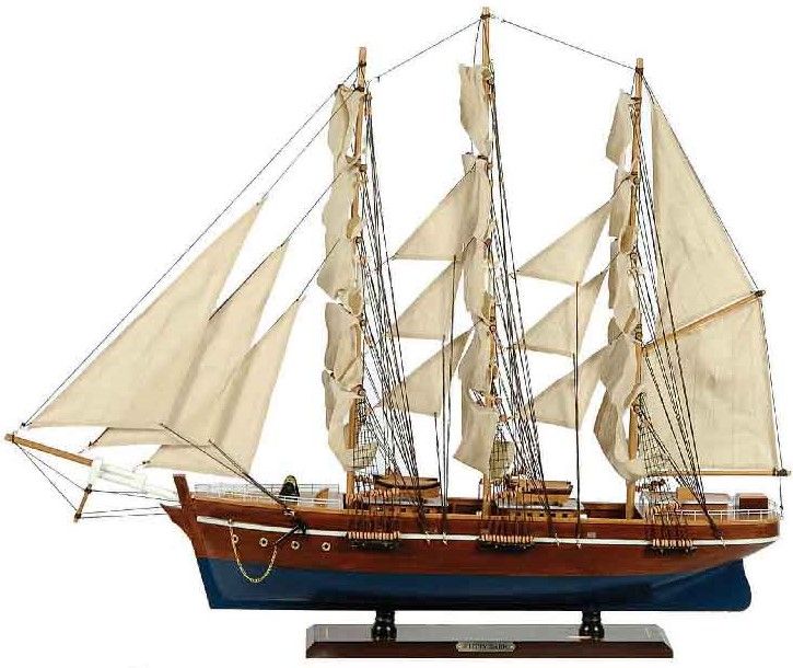 Ξύλινο Παραδοσιακό Καράβι 120cm ,Χρώμα Καφέ Μπλέ Lianos 31120