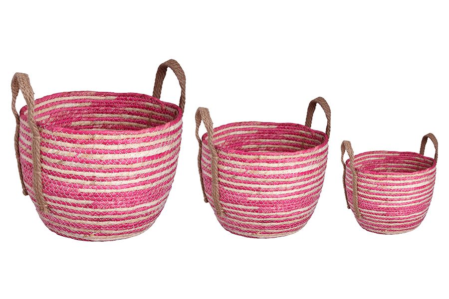 Σετ 3 καλάθια σε ροζ χρώμα 35x28cm / 28x22cm / 23x19cm DF-596A Etoile DF-596A