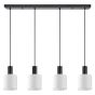 SE21-BL-4-4BL-SH1 ADEPT TUBE Black Pendant White Fabric Shade+ HOMELIGHTING 77-8511