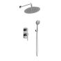 Orabella Elegance - Showerset εντοιχισμού με Μπαταρία λουτρού, εντοιχισμού 2 σημείων, κεφαλή Φ250 με βραχίονα και τηλέφωνο ντουζ με σπιράλ και επιτοίχειο στήριγμα 10269
