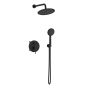 Orabella Preciosa Black matt - Shower set εντοιχισμού με Μπαταρία λουτρού, εντοιχισμού 2 σημείων, κεφαλή Φ250  με βραχίονα και τηλέφωνο ντουζ με σπιράλ και επιτοίχειο στήριγμα 10394