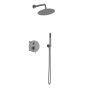 Orabella Preciosa Gun metal light - Shower set εντοιχισμού με Μπαταρία λουτρού, εντοιχισμού 2 σημείων, κεφαλή Φ250  με βραχίονα και τηλέφωνο ντουζ με σπιράλ και επιτοίχειο στήριγμα 10395