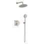 Orabella Preciosa Brushed nickel - Shower set εντοιχισμού με Μπαταρία λουτρού, εντοιχισμού 2 σημείων, κεφαλή Φ250  με βραχίονα και τηλέφωνο ντουζ με σπιράλ και επιτοίχειο στήριγμα 10398