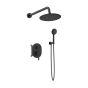 Orabella Marea Black matt - Shower set εντοιχισμού με Μπαταρία λουτρού, εντοιχισμού 2 σημείων, κεφαλή Φ250 με βραχίονα και τηλέφωνο ντουζ με σπιράλ και επιτοίχειο στήριγμα 10410