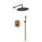 Orabella Marea Rose gold - Shower set εντοιχισμού με Μπαταρία λουτρού, εντοιχισμού 2 σημείων, κεφαλή Φ250 με βραχίονα και τηλέφωνο ντουζ με σπιράλ και επιτοίχειο στήριγμα 10417
