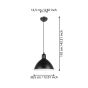 Eglo Priddy Κρεμαστό Φωτιστικό Μονόφωτο για Ντουί E27 Μαύρο 43878