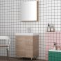 Orabella Vanity 65 Long - Έπιπλο Μπάνιου Επιδαπέδιο με πορσελάνινο νιπτήρα Ege και καθρέπτη ντουλάπι σε αποχρώσεις ξύλου με χρωμέ γραμμικά πόμολα 70126-70102,60170