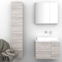 Orabella Solid Surface 70 με μια Πόρτα και δύο Συρτάρια - Κρεμαστό Έπιπλο Μπάνιου για επικαθήμενο νιπτήρα και καθρέπτης ντουλάπι F60175-70158-70103-70159