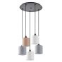 SE21-BL-B10-5BL-SH123 ADEPT FLEX White, Grey, Brown Fabric Shade Pendant+ HOMELIGHTING 77-8961
