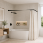 170x80cm Ø22mm black βραχίονας μπάνιου γωνιακός MRShome DC-022170B