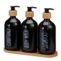 Σετ Μπάνιου με 3 Dispenser σε Δίσκο Μπαμπού Black MRShome DF-0073000