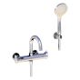 Horus Canopée Contemporary Collection - Complete Set Exposed Thermostatic Wall Bathshower Mixer - Chrome 60.714-CH