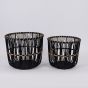 S/2 ΚΑΛΑΘΙΑ ΨΑΘΙΝΑ ΜΑΥΡΑ 32x32x28cm/ 27x27x25cm Eurolamp 819-00362