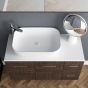 Orabella Solid Surface 100 με τέσσερα Συρτάρια - Κρεμαστό Έπιπλο Μπάνιου για επικαθήμενο νιπτήρα και καθρέπτης ντουλάπι F60176-70162-70107-70164