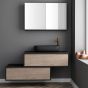 Orabella Drawer asymmetrical 100 - Κρεμαστό Έπιπλο Μπάνιου με μαύρη ματ επικάλυψη και βάση από μαύρο MDF super matt με συρτάρι από μελαμίνη δικής σας επιλογής (χωρίς καθρέπτη και νιπτήρα) F70216-70217,W-100